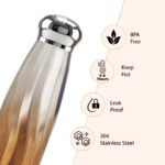 Hydrobrew – Double Wall Stainless Steel Water Bottle 420ml – Leakproof Insulated Bottle, Bronze Mist
