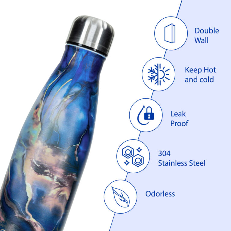 Hydrobrew - Double wall Stainless Steel Water Bottle 500ML  - Aqua Marble