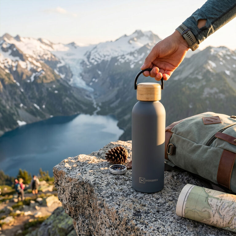 Hydrobrew - Double Wall Stainless Steel Water Bottle 500ML  - Grey