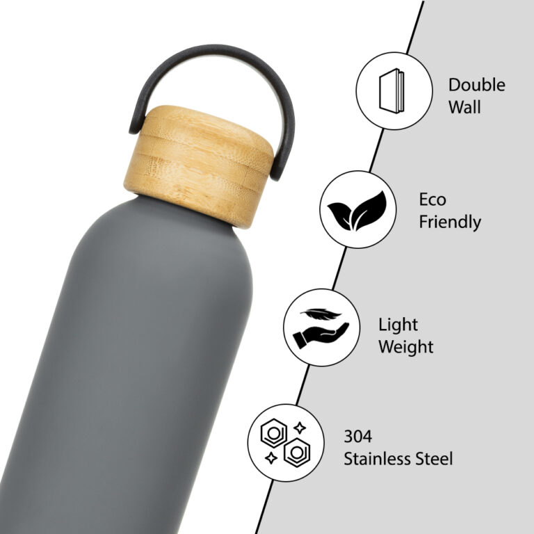 Hydrobrew - Double Wall Stainless Steel Water Bottle 500ML  - Grey