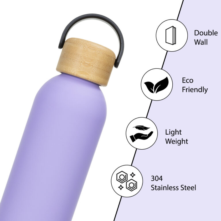 Hydrobrew - Double Wall Stainless Steel Water Bottle 500ML  - Purple