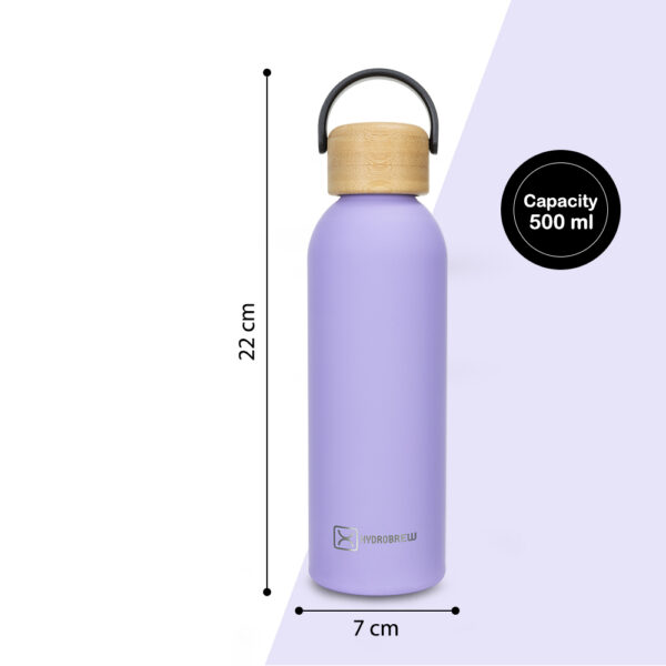 Hydrobrew – Double Wall Stainless Steel Water Bottle 500ML  – Purple