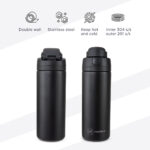 Hydrobrew – SipSwitch™ Insulated Water Bottle 720ml – Leakproof, Stainless Steel, Straw & Spout Lid -Carbon