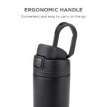 Hydrobrew – SipSwitch™ Insulated Water Bottle 720ml – Leakproof, Stainless Steel, Straw & Spout Lid -Carbon