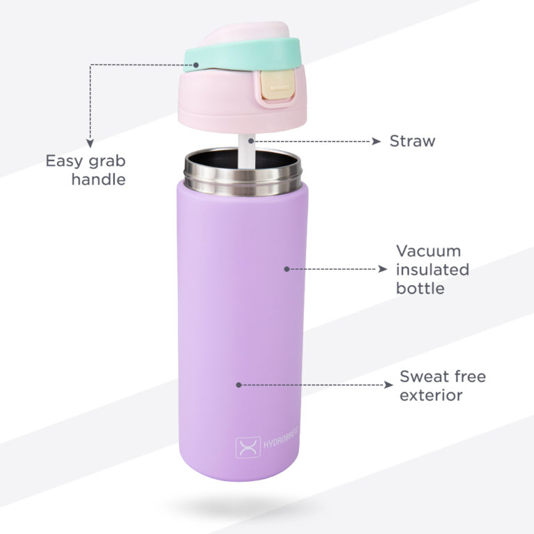Hydrobrew - SipSwitch™ Insulated Water Bottle 720ml – Leakproof, Stainless Steel, Straw & Spout Lid -Orchid Mist