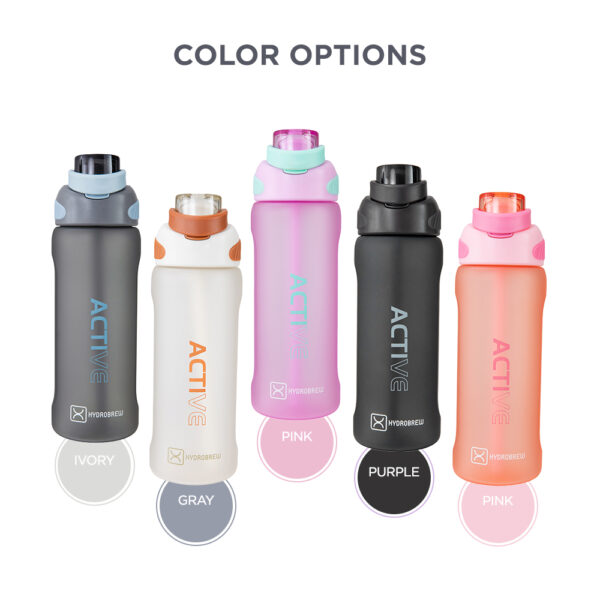 Hydrobrew – Sip Switch Tritan Water Bottle 1000ml Leakproof, BPA Free, Straw & Spout Lid- Graphite