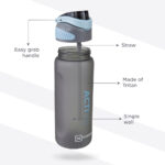 Hydrobrew – Sip Switch Tritan Water Bottle 1000ml Leakproof, BPA Free, Straw & Spout Lid- Graphite