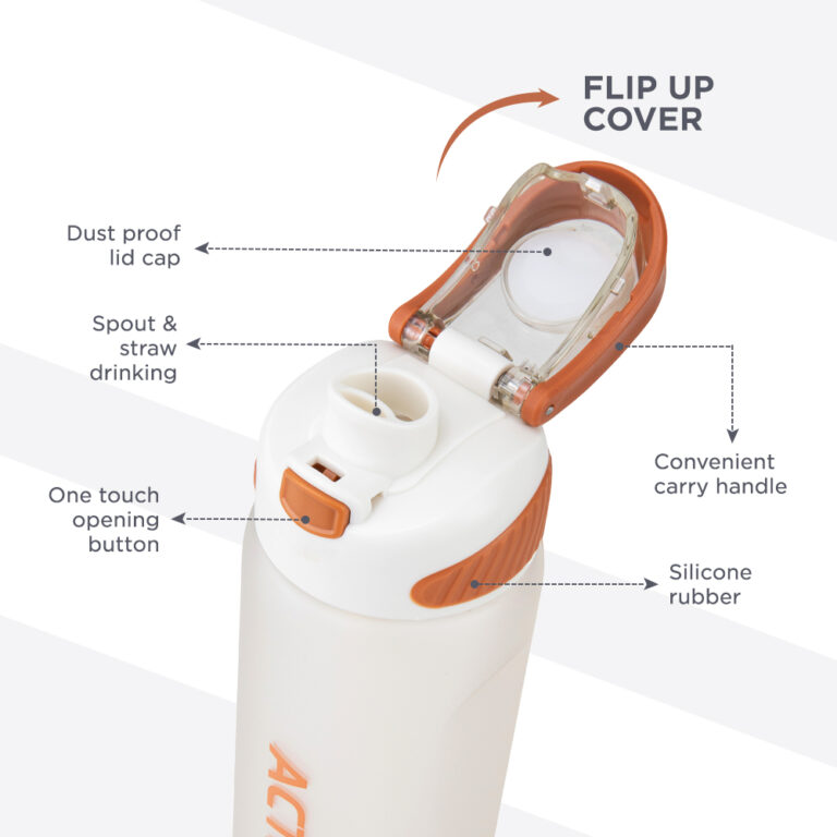 Hydrobrew - Sip Switch Tritan Water Bottle 1000ml Leakproof, BPA Free, Straw & Spout Lid- Ivory Terracotta