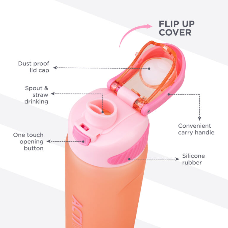 Hydrobrew - Sip Switch Tritan Water Bottle 1000ml Leakproof, BPA Free, Straw & Spout Lid- Rose Silk
