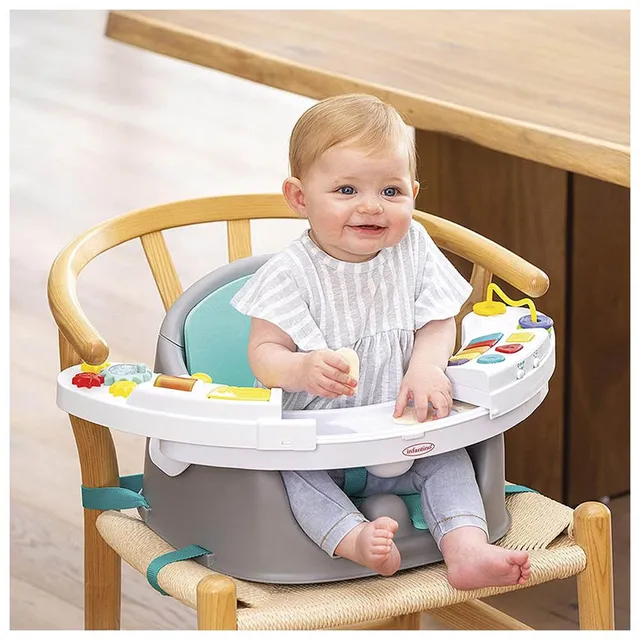 Infantino Music & Lights 3-In-1 Discovery Booster Seat - Interactive Play, Snacks, Secure, for 6m-3y, 43.2x23.8x38.1cm, Sensory & Motor Skill Development