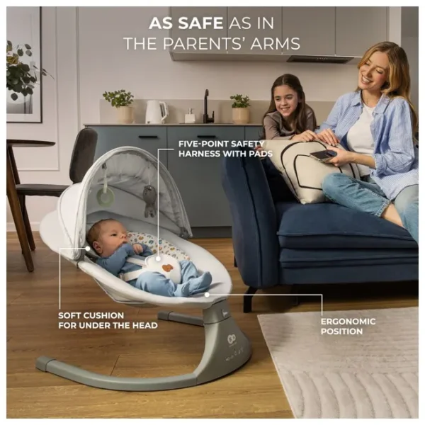 Kinderkraft – 2-In-1 Lumi 2 Electric Rocker-Bouncer – Dark Grey