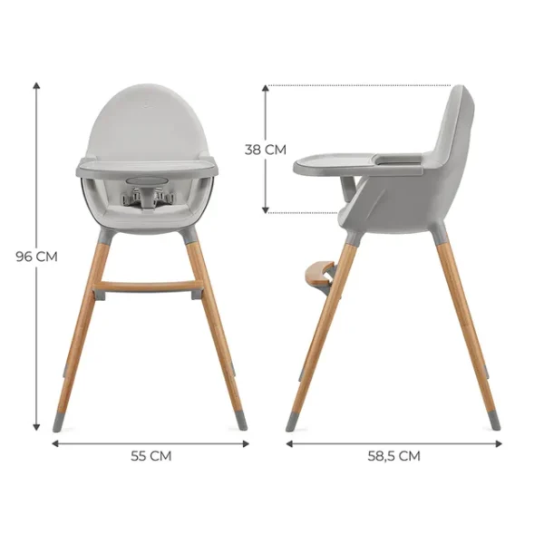 Kinderkraft – 2-in-1 Fini 2 Baby High Chair – Grey