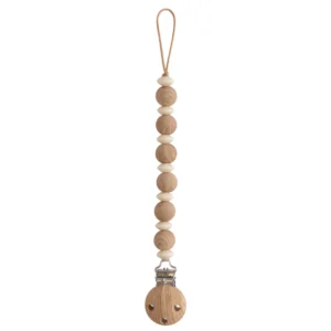 Mushie – Silicone Pacifier Clip Luna – Faux Wood