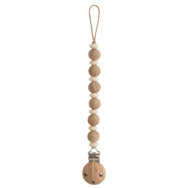 Mushie – Silicone Pacifier Clip Luna – Faux Wood
