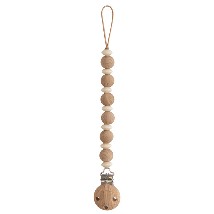 Mushie - Silicone Pacifier Clip Luna - Faux Wood