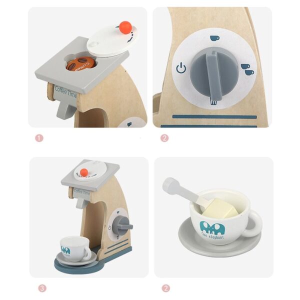 Little Angel – Kids Wooden Coffee Machine Station Playset – 12pcs