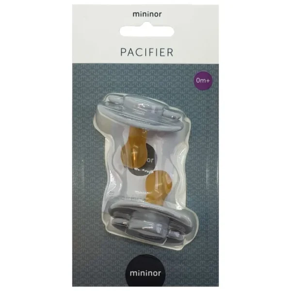 Mininor – Round Pacifier Latex 0M – Grey Seal – 2pcs
