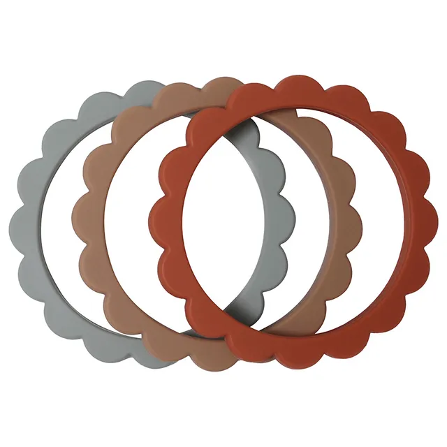 Mushie - Flower Bracelet 3-Pack Cambridge Blue/Clementine/Natural