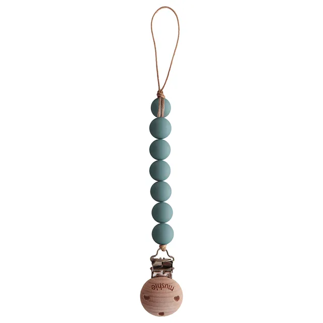Mushie - Pacifier Clips Halo Cadet Blue