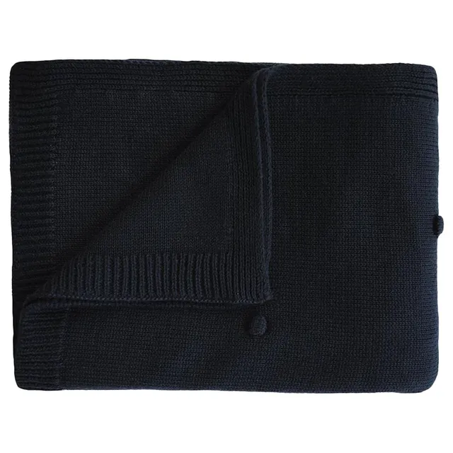 Mushie - Knitted Baby Blanket Textured Dots Dark Navy
