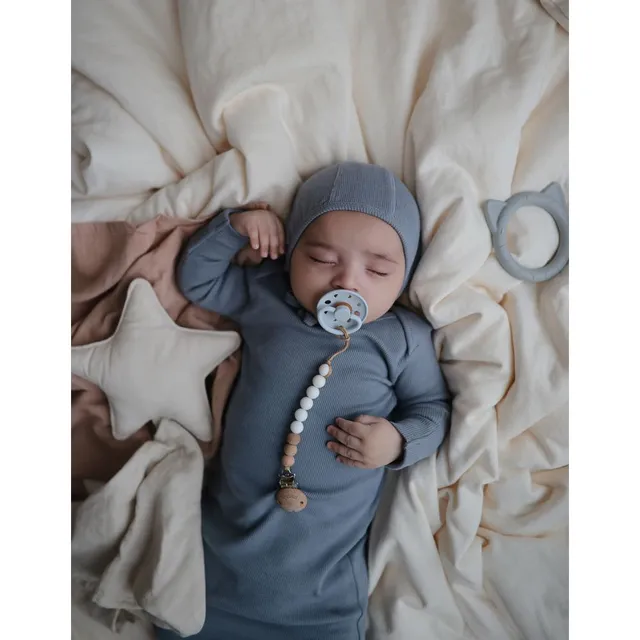 Mushie - Ribbed Baby Bonnet Gray Melange