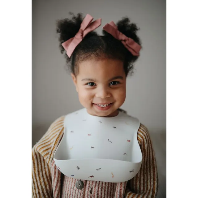 Mushie - Silicone Baby Bib Printed Colors - Dinosaurs