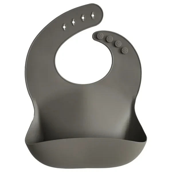 Mushie – Silicone Baby Bib Solid Colors – Dove Grey