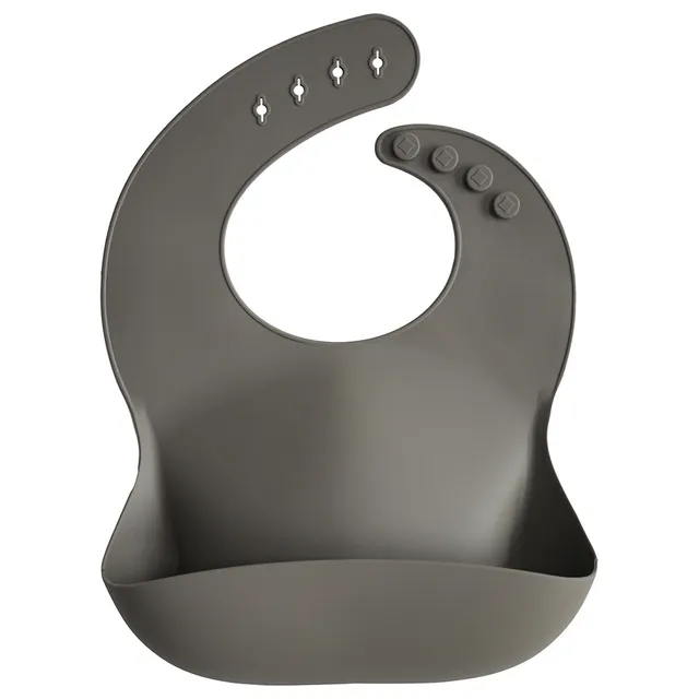 Mushie - Silicone Baby Bib Solid Colors - Dove Grey