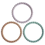 Mushie – Silicone Pearl Teether Bracelets Lilac/Cyan/Soft Peach