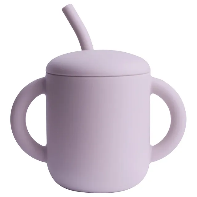 Mushie - Silicone Training Cup + Straw Soft Lilac