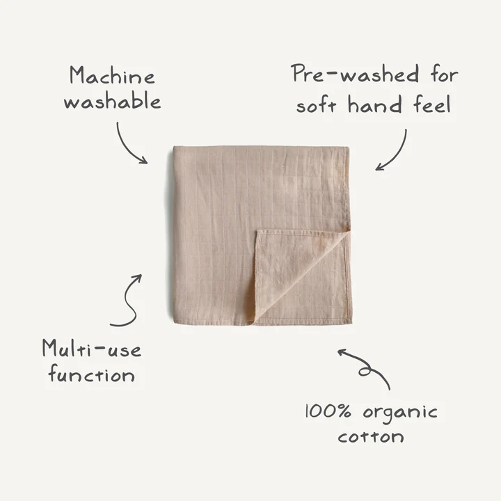 Mushie - Muslin Baby Swaddle Blanket 100% Organic Cotton - Sun