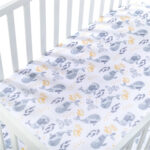 Nini Baby Crib/Cot Fitted Sheet – 100% Muslin Cotton, Up to 70×140 cm, Deep Grey