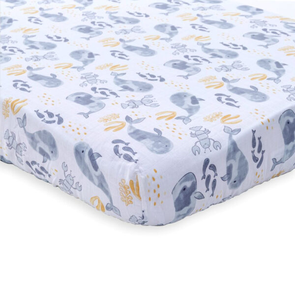 Nini Baby Crib/Cot Fitted Sheet – 100% Muslin Cotton, Up to 70×140 cm, Deep Grey