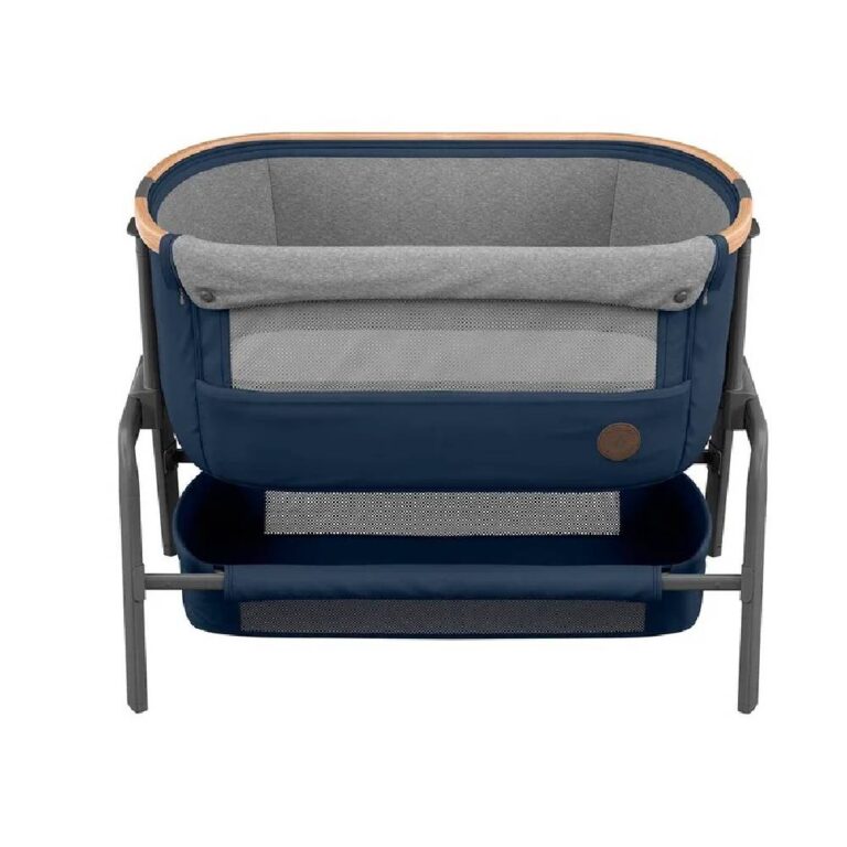 Maxi-Cosi Iora Co-Sleeper Essential Blue - Adjustable Height, Side Slide for Safe Co-Sleeping, Portable Design, 0-9 Months
