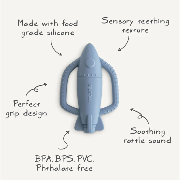 Mushie - ​​​​Rocket Rattle Teether​ - Tradewinds