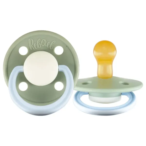Rebael – Fashion Natural Rubber Round Pacifier Size 1 – Baby 0-6M 1-pack – Cloudy Pearly Elephant