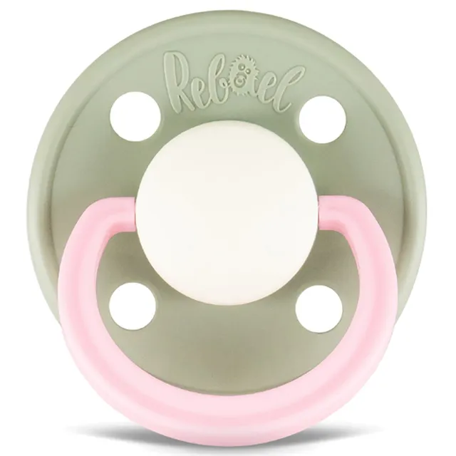 Rebael - Fashion Natural Rubber Round Pacifier Size 1 - Baby 0-6M 1-pack - Cloudy Pearly Flamingo
