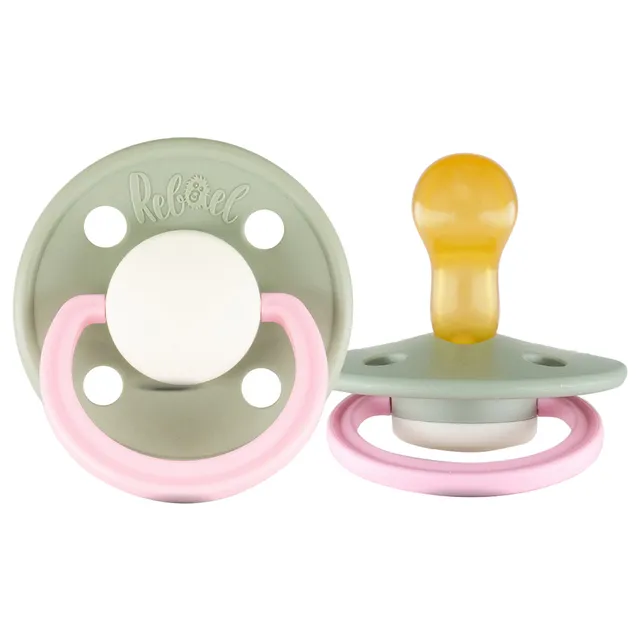 Rebael - Fashion Natural Rubber Round Pacifier Size 1 - Baby 0-6M 1-pack - Cloudy Pearly Flamingo