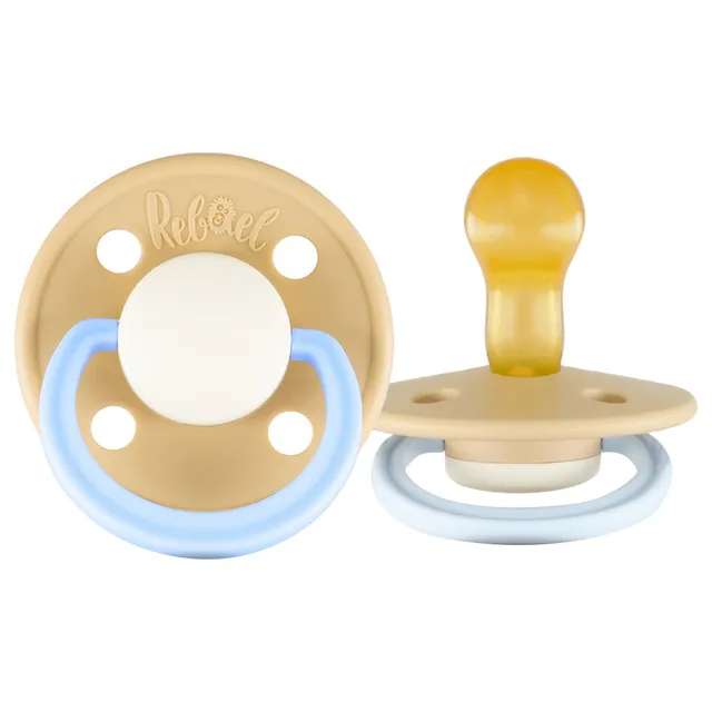 Rebael - Fashion Natural Rubber Round Pacifier Size 1 - Baby 0-6M 1-pack - Dusty Pearly Elephant