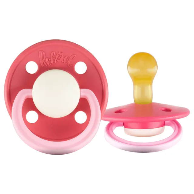 Rebael - Fashion Natural Rubber Round Pacifier Size 1 - Baby 0-6M 1-pack - Hot Pearly Flamingo