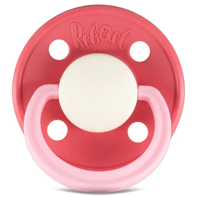 Rebael - Fashion Natural Rubber Round Pacifier Size 1 - Baby 0-6M 1-pack - Hot Pearly Flamingo