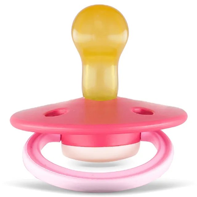 Rebael - Fashion Natural Rubber Round Pacifier Size 1 - Baby 0-6M 1-pack - Hot Pearly Flamingo