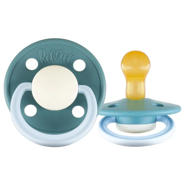 Rebael - Fashion Natural Rubber Round Pacifier Size 1 - Baby 0-6M 1-pack - Rainy Pearly Elephant
