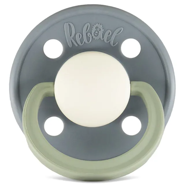 Rebael - Fashion Natural Rubber Round Pacifier Size 1 - Baby 0-6M 1-pack - Stormy Pearly Dolphin