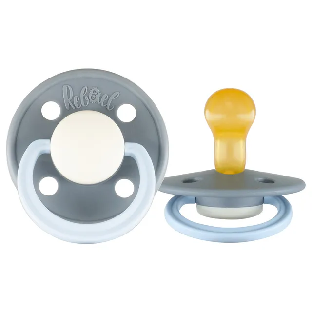 Rebael - Fashion Natural Rubber Round Pacifier Size 1 - Baby 0-6M 1-pack - Stormy Pearly Elephant