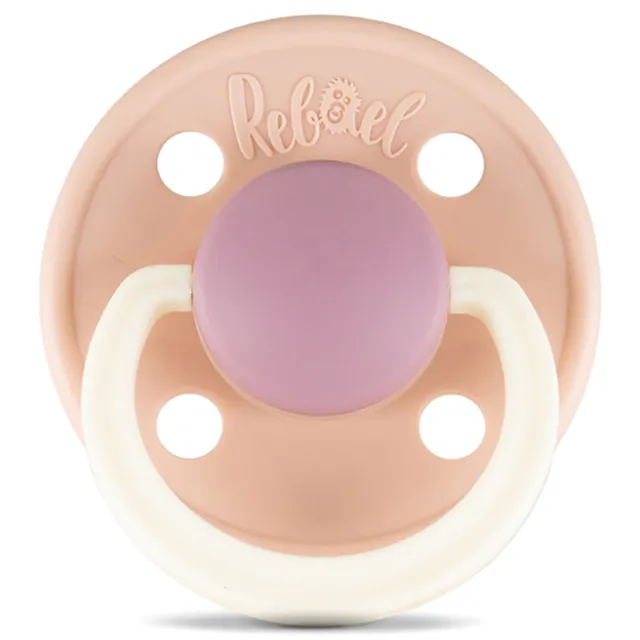Rebael - Fashion Natural Rubber Round Pacifier Size 1 - Baby 0-6M 1-pack - Tornado Plum Mouse