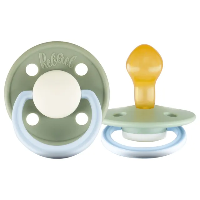 Rebael - Fashion Natural Rubber Round Pacifier Size 2 - Baby 6M+ 1-pack - Cloudy Pearly Elephant