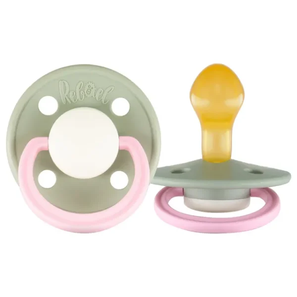 Rebael – Fashion Natural Rubber Round Pacifier Size 2 – Baby 6M+ 1-pack – Cloudy Pearly Flamingo