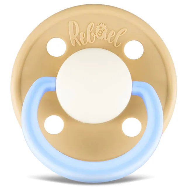 Rebael - Fashion Natural Rubber Round Pacifier Size 2 - Baby 6M+ 1-pack - Dusty Pearly Elephant