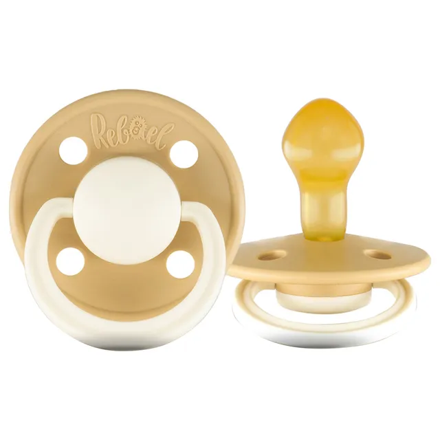 Rebael - Fashion Natural Rubber Round Pacifier Size 2 - Baby 6M+ 1-pack - Dusty Pearly Mouse